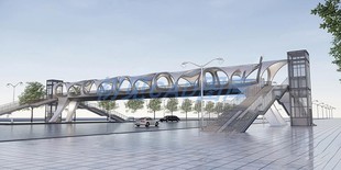 190现代创意异形公园景区栈道景观桥景观人行天桥SU模型天桥草图