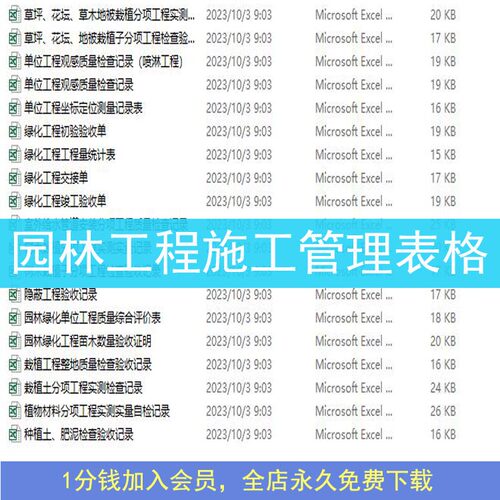 园林景观工程园林绿化工程常用工程施工资料表格大全