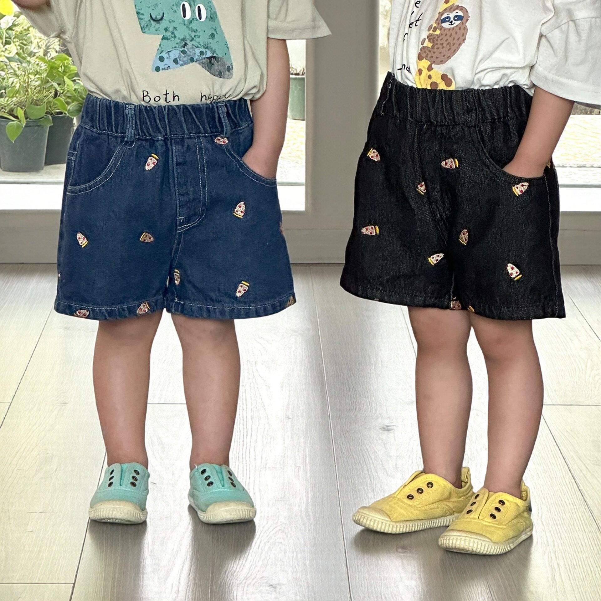 儿童刺绣牛仔短裤夏季绣花女童外穿新款夏装宝宝男童休闲牛仔裤