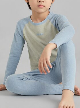 儿童睡衣中小童学生秋衣秋裤羊毛蚕丝童保暖内衣女童打底棉毛衫