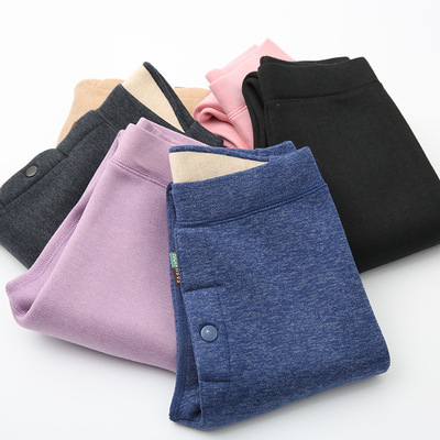 蚕丝羊毛儿童加厚保暖裤女童一体加绒秋裤秋冬季中大男童打底棉裤