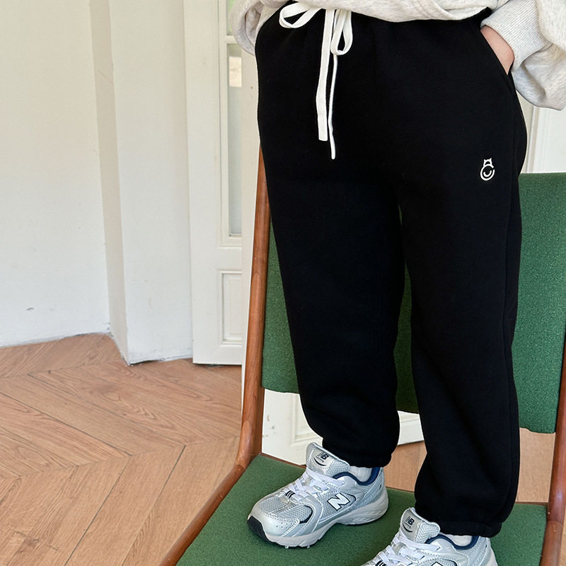 秋冬加厚学生休闲裤女童裤子外穿加绒阔腿裤儿童纯棉韩版运动裤