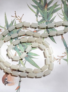 和田羊脂白玉竹节链子