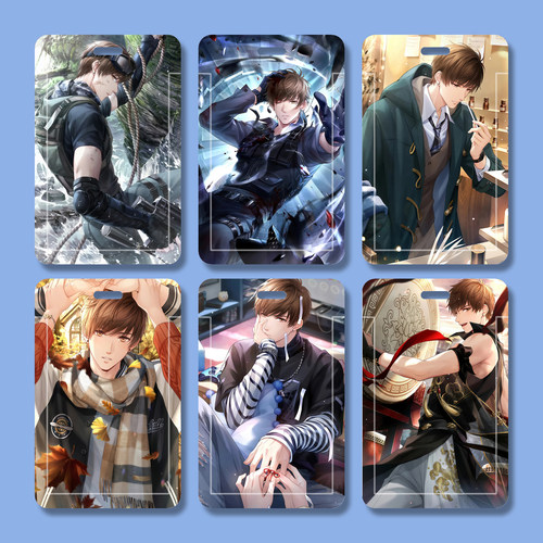 恋与制作人白起新款保护套胸牌滑盖饭卡水卡厂牌双面可透窗硬卡套