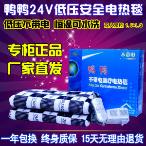 鸭鸭24伏低压电热毯双人双控防水防辐射不带电康疗24伏安全家用