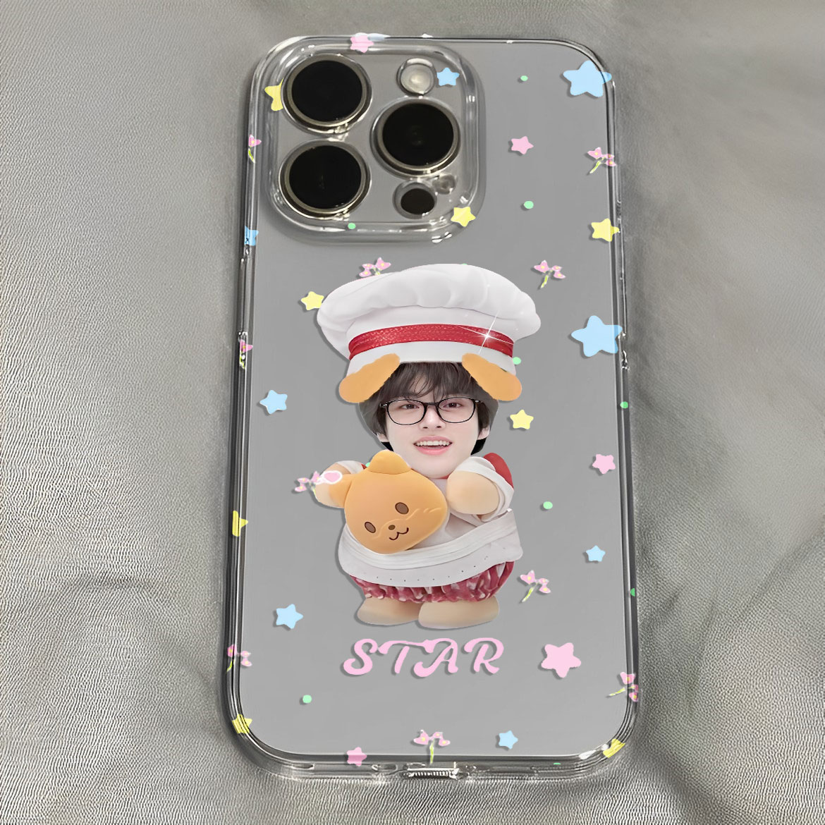 小狗沈载伦可爱星星波点涂鸦手机壳适用于iPhone苹果17小米17opporeno15华为vivo红米荣耀