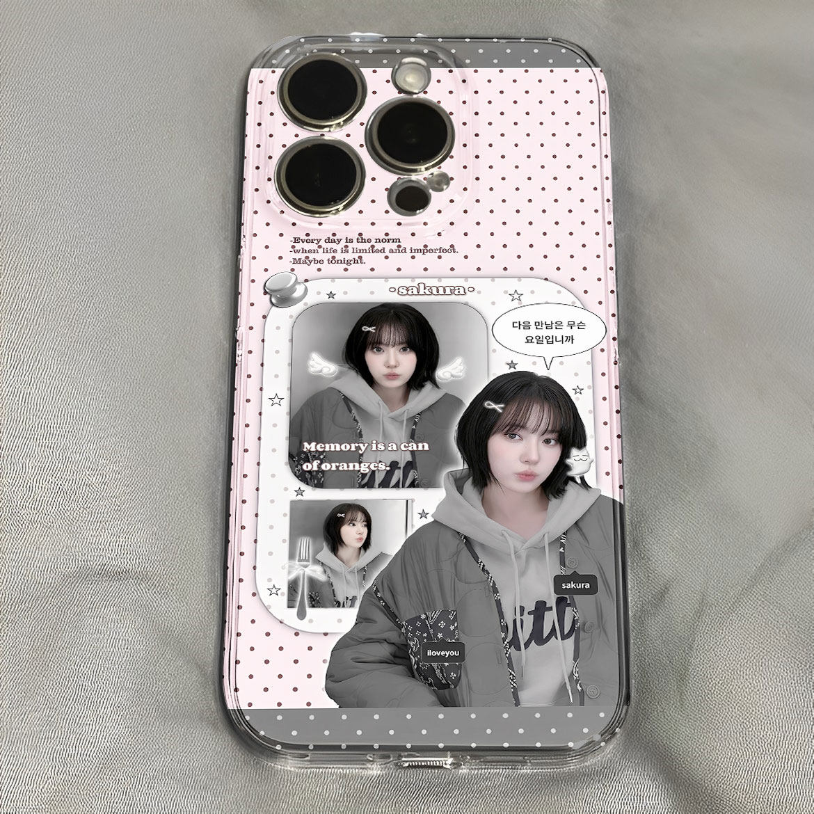 sakura宫脇咲良韩系波点ins小众清新手机壳适用于iPhone苹果17小米17opporeno15华为vivo红米荣耀