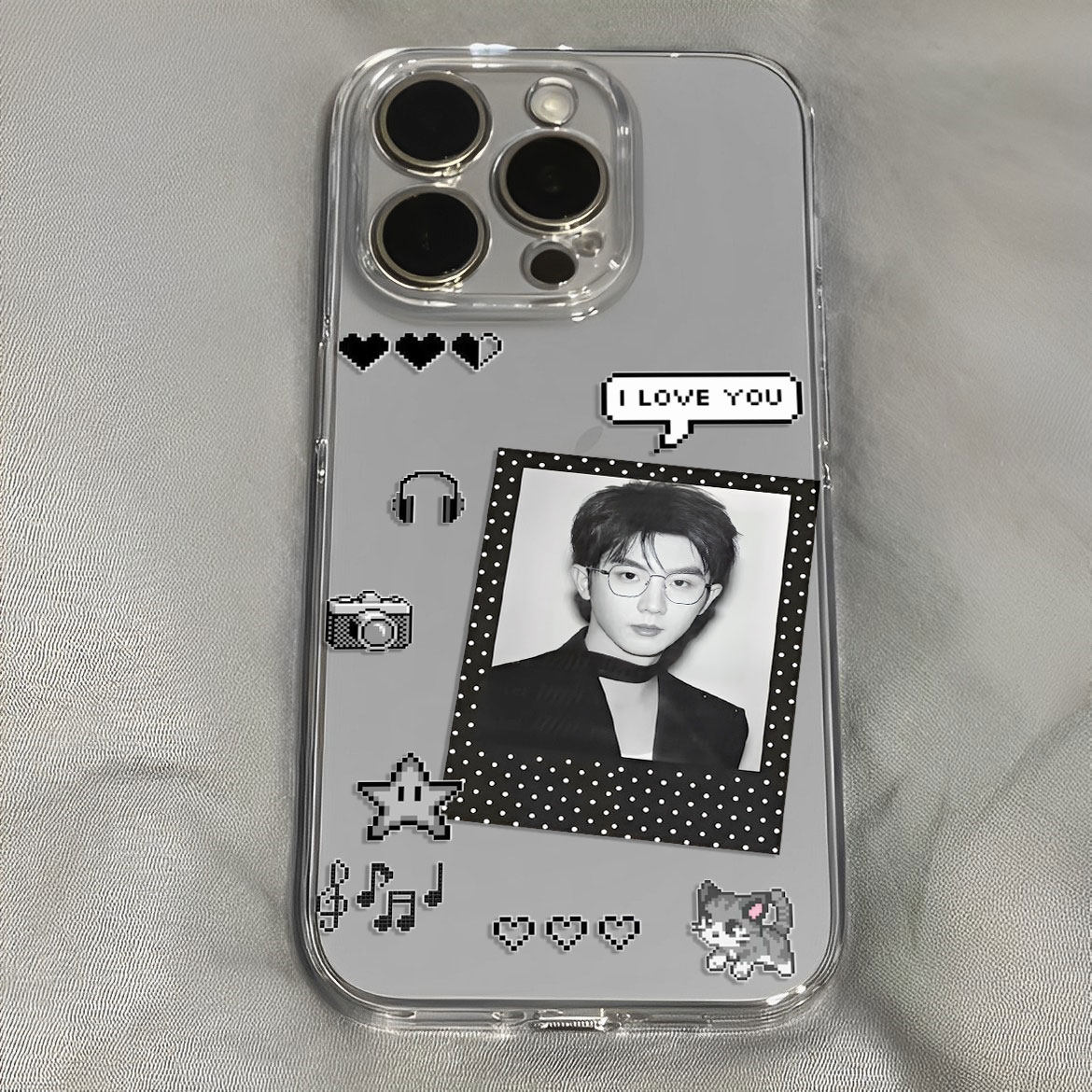 马嘉祺黑色波点小卡韩系涂鸦手机壳适用于iPhone苹果17小米17opporeno15华为vivo红米荣耀