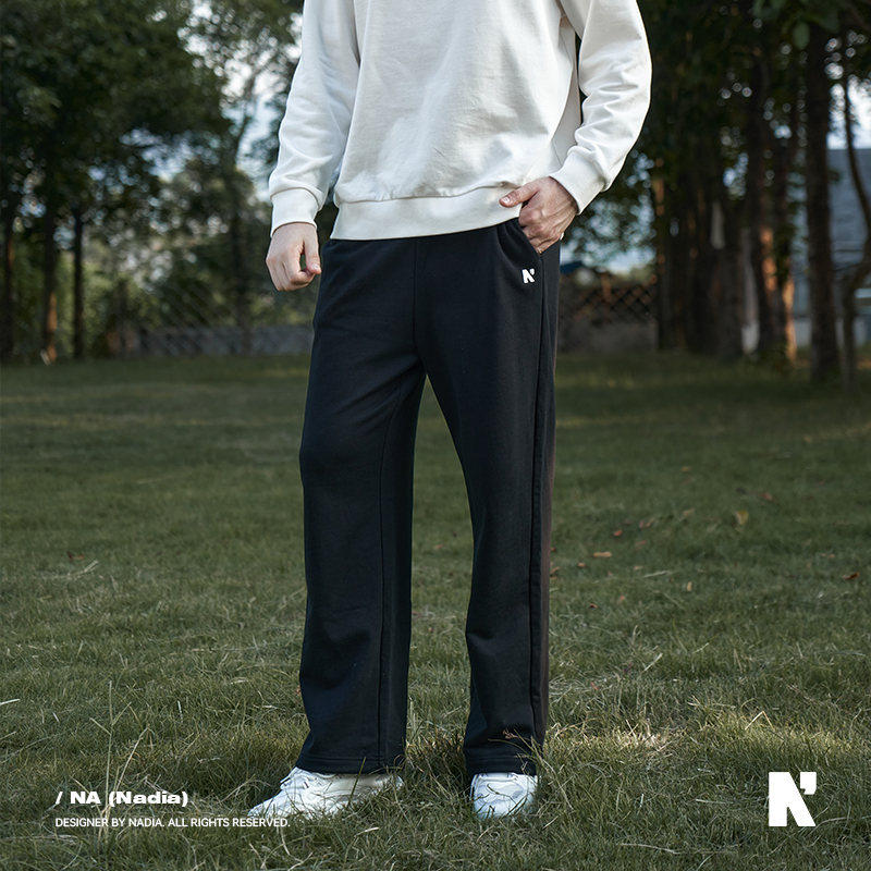 N+a纳迪亚黑色宽松直筒卫裤女休闲运动裤长裤,女装/女士精品,卫裤,淘宝优惠券,粉丝福利购,淘宝优惠卷