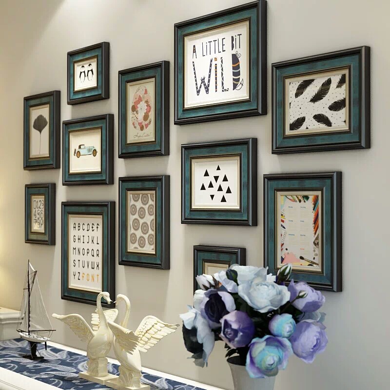 实木照片墙相框背景墙轻奢挂墙