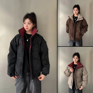 Apricot Treasure 冬季撞色加厚款皮棉服男保暖外套