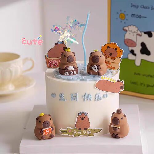 capybara卡皮巴拉蛋糕装饰偷懒