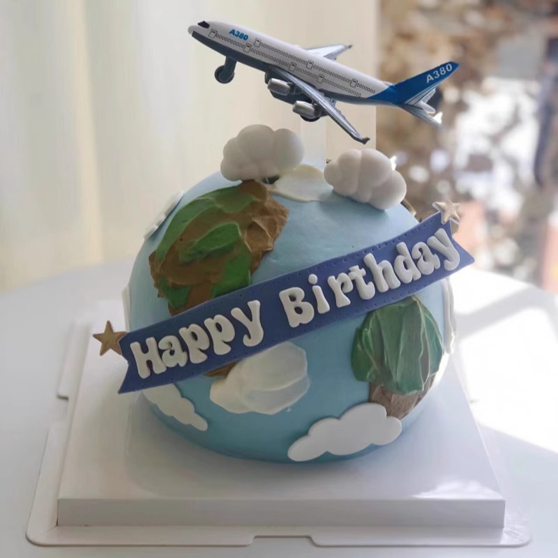 飞行员飞机航班蛋糕装饰插件插牌