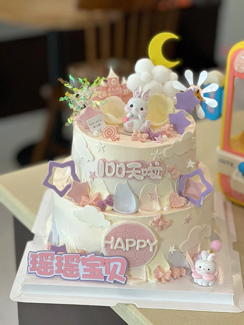 兔宝宝1周岁礼生日宴甜品台蛋糕装饰破蛋壳小兔子一周岁啦ins插牌