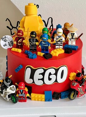 LEGO乐高蛋糕装饰玩具机器人幻影忍者迷你世界摩托车积木公仔插件