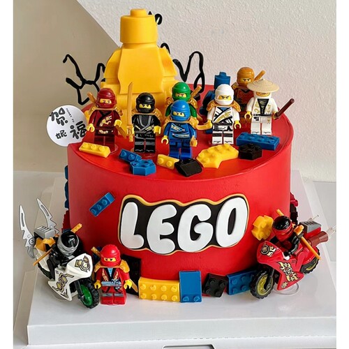 LEGO乐高蛋糕装饰玩具机器人幻影忍者迷你世界摩托车积木公仔插件