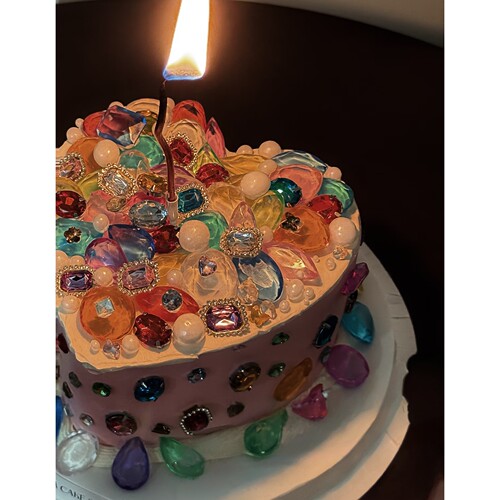 彩色宝石钻石闪钻女神生日蛋糕装