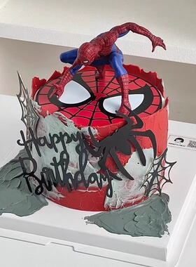 spiderman蛋糕装饰超级英雄炫酷人偶超人队长 蜘蛛网男孩专属插件