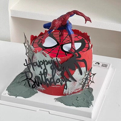 spiderman蛋糕装饰超级英雄炫酷人偶超人队长 蜘蛛网男孩专属插件