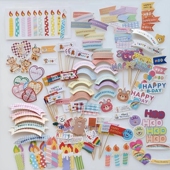 韩国ins风彩旗蛋糕装 饰插件甜品台私房菜儿童节彩色生日快乐插牌