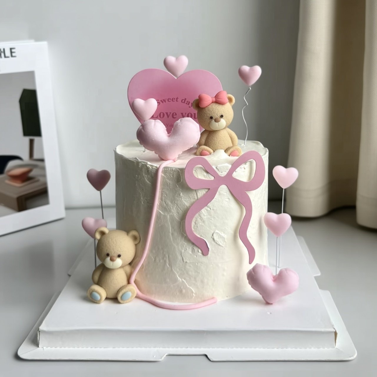 214情人节纪念日情侣小熊蛋糕装饰摆件蝴蝶结爱心卡片插牌插件,节庆用品/礼品,蛋糕/烘焙装饰用品,淘宝优惠券,粉丝福利购,淘宝优惠卷