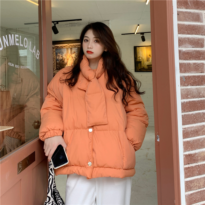 Real price Korean super loose solid color bread clothing + warm scarf