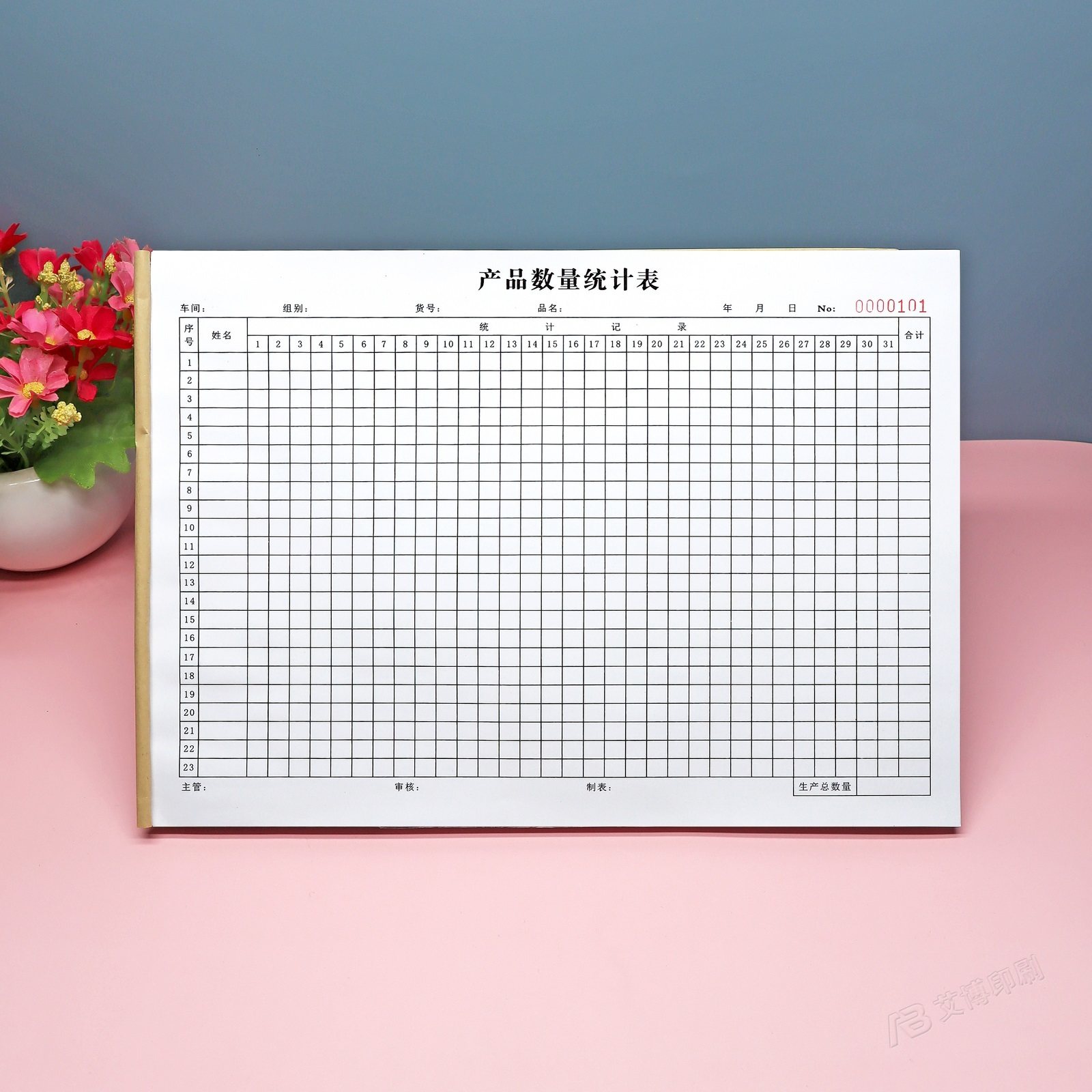 工厂车间计件工每日产量记录表一二联产品数量统计表格生产月报表