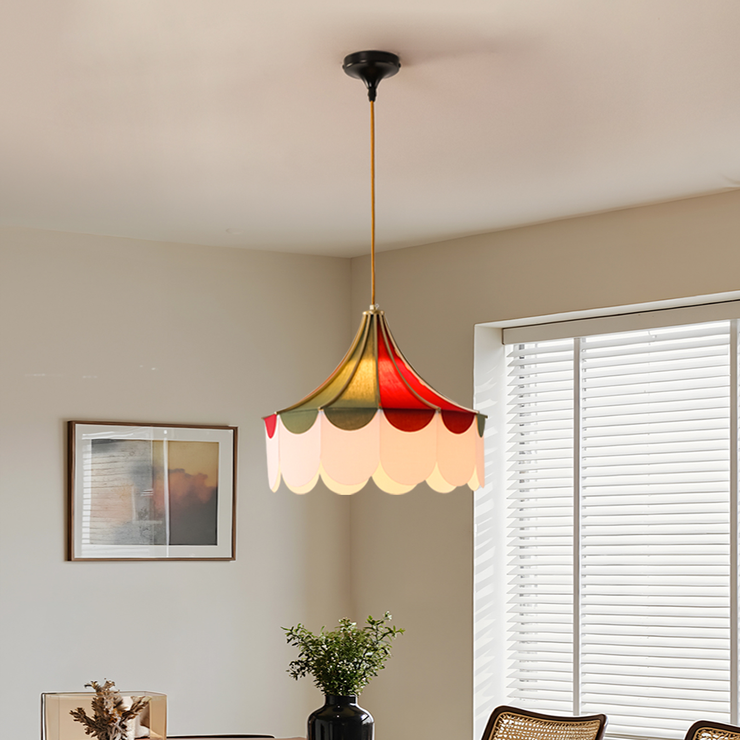 卡通马戏团儿童房吊灯孟菲斯装饰布艺帐篷灯罩彩色餐厅咖啡吧台灯