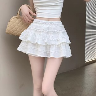 大码 芭蕾风甜美蛋糕蓬蓬高腰半身裙女夏薄款 2025胖mm防走光短裙子