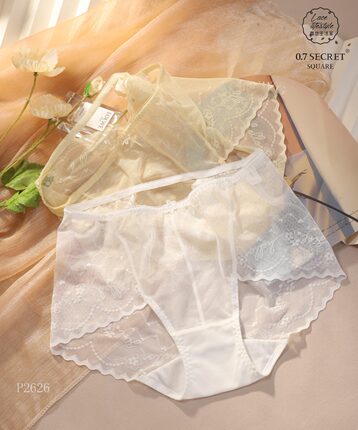 蕾丝生活家2626性感内裤女中腰纯欲透明提臀纯棉档三角裤裤头