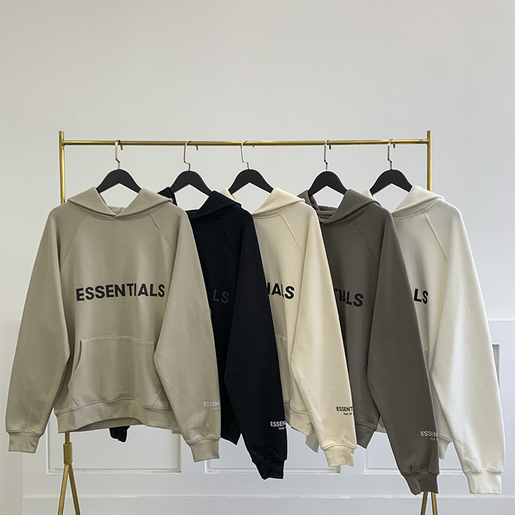 新款FEAR OF GOD ESSENTIALS复线FOG秋冬加绒连帽卫衣男宽松帽衫