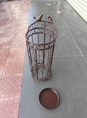 欧式雨伞架酒店大堂雨伞桶家用门口放伞架子铁艺雨伞架收纳架古铜
