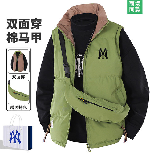 工装棉马甲男士连帽坎肩棉服外套