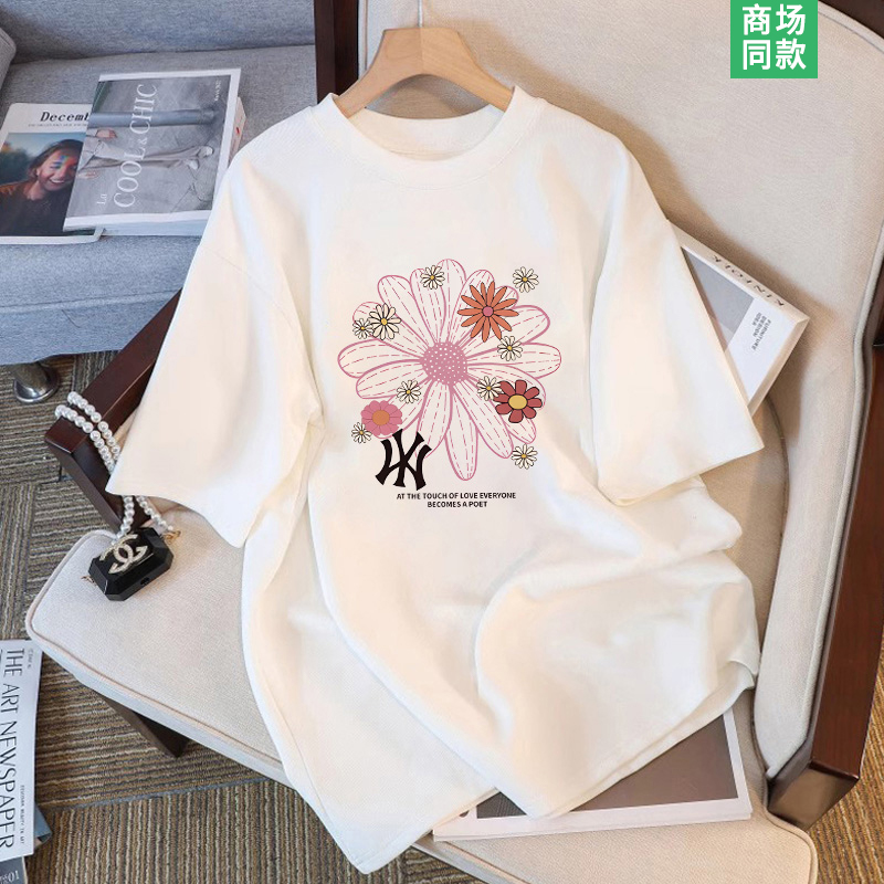 夏季新款潮牌圆领短袖t恤女