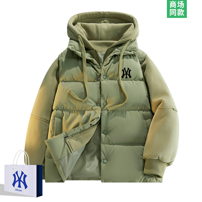 【奥莱专场】假两件连帽棉服外套男士2026冬季新款加厚拼色棉衣女,男装,棉衣,淘宝优惠券,粉丝福利购,淘宝优惠卷