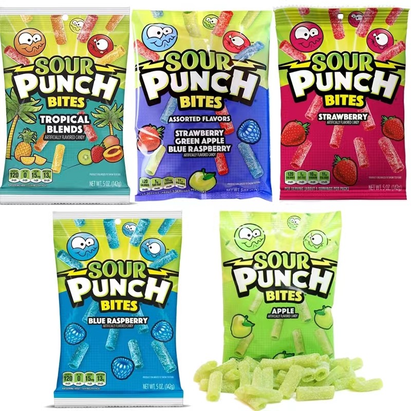 特价美国进口酸趣牌草莓味甜酸软果味软糖零食SourPunchBitesCand