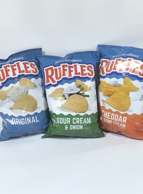 特价临期美国进口乐事薯片Ruffles原味酸奶洋葱奶酪味波浪型薯片