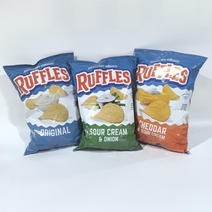 临期美国进口乐事薯片Ruffles原味酸奶洋葱奶酪味波浪型薯片 特价