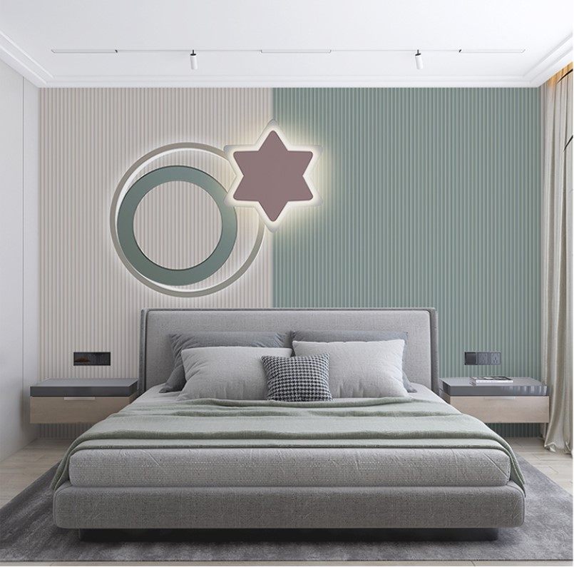 北童粉房色女孩卧室墙布卡通星星欧儿nns条纹公主房床头沙发壁纸