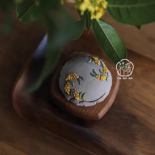 刺绣diy手工花暖黑胡桃胡木原创