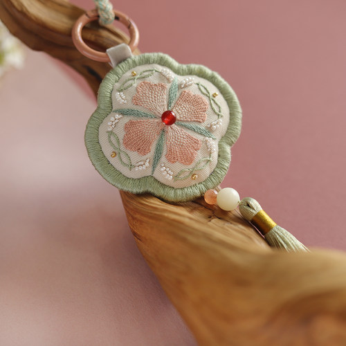 花暖原创锦春绿檀发簪刺绣手工diy材料包国风汉服绣香囊双面绣镜