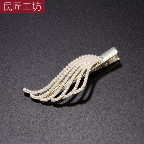 羽毛韩国简约侧边刘海甜美发夹