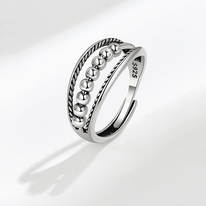 开口可调节戒指轻奢高级感时尚简约波点串珠活口戒指泰银配饰百搭,饰品/流行首饰/时尚饰品新,戒指/指环,淘宝优惠券,粉丝福利购,淘宝优惠卷