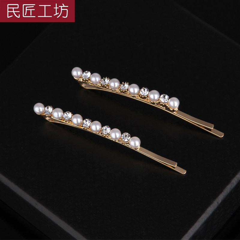 侧边发夹大人珍珠发夹网红款韩国卡子发卡一字夹边夹少女刘海简约