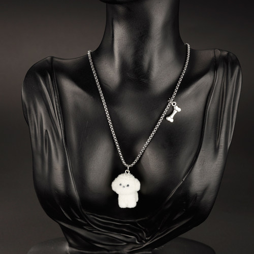 名匠工坊植绒小狗毛衣链长款项链