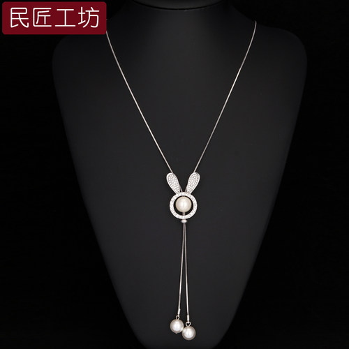 小兔子长款毛衣链可爱可调节长短