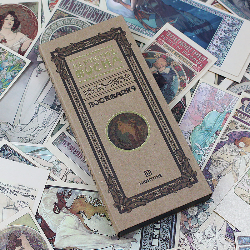 mucha穆夏书签大师绘画作品 50张每套 个性精美创意书签礼品套装