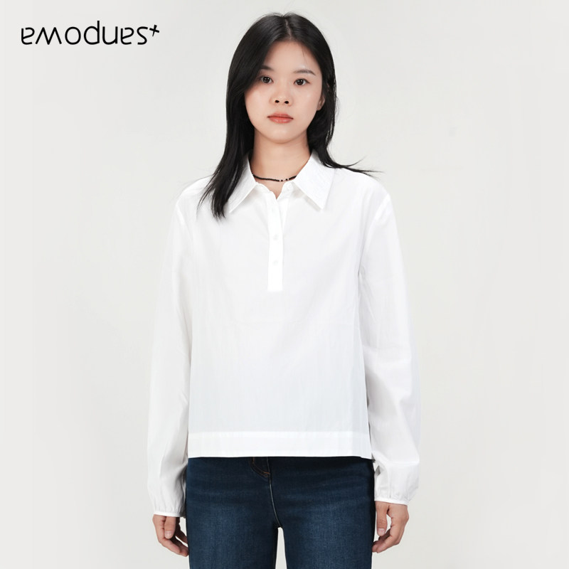 emodues新款女装时尚百搭舒适休闲通勤显瘦亲肤透气长袖白衬衫
