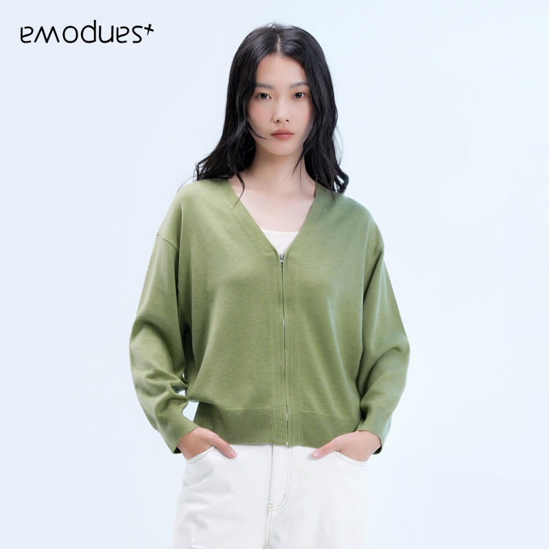 emodues女装新款通勤百搭短款毛织外衫外套