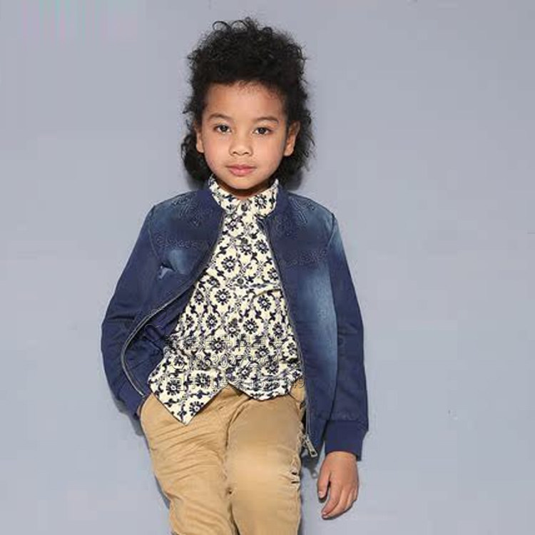 欧恰恰男童秋冬 韩版时尚百搭休闲加里牛仔夹克E5315102